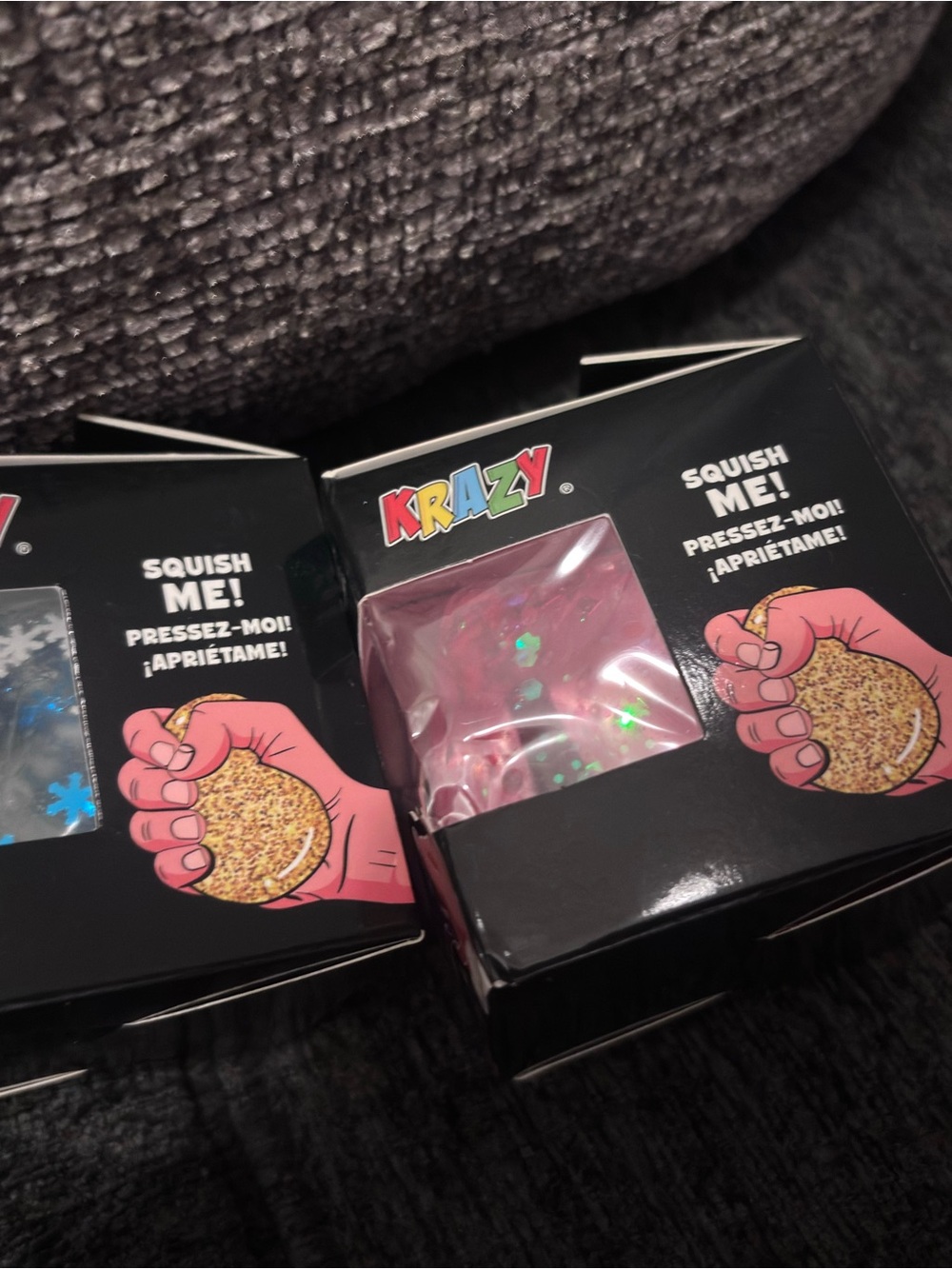 TWO PER PACKAGE for $9
Pink and Blue Glitter Squishy Duo